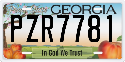 GA license plate PZR7781