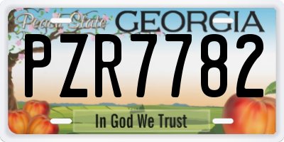 GA license plate PZR7782