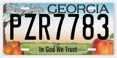 GA license plate PZR7783
