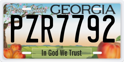 GA license plate PZR7792