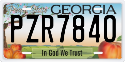 GA license plate PZR7840
