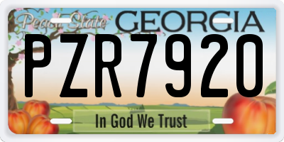GA license plate PZR7920