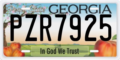 GA license plate PZR7925