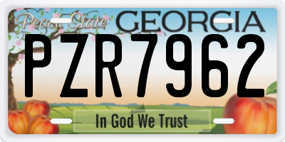 GA license plate PZR7962