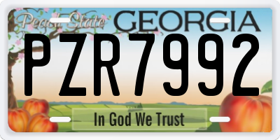 GA license plate PZR7992