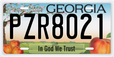 GA license plate PZR8021