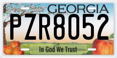 GA license plate PZR8052