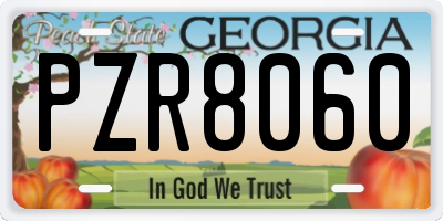 GA license plate PZR8060