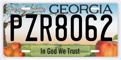 GA license plate PZR8062