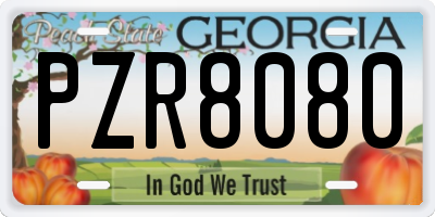 GA license plate PZR8080