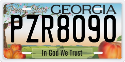 GA license plate PZR8090