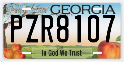 GA license plate PZR8107