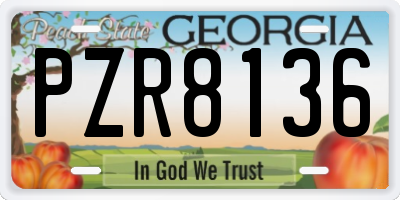 GA license plate PZR8136