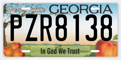 GA license plate PZR8138