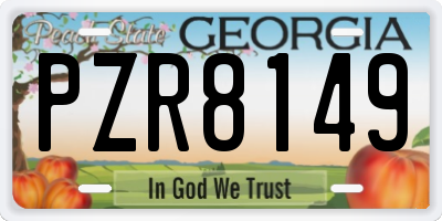 GA license plate PZR8149