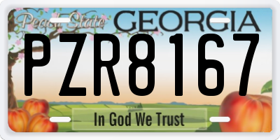 GA license plate PZR8167