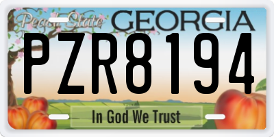 GA license plate PZR8194