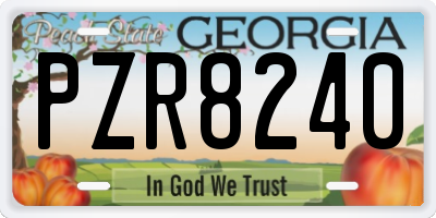 GA license plate PZR8240