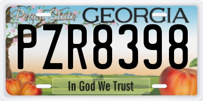 GA license plate PZR8398