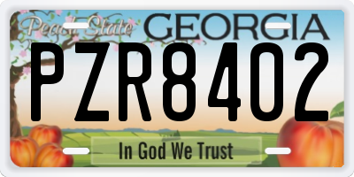 GA license plate PZR8402