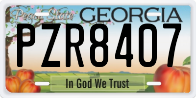 GA license plate PZR8407