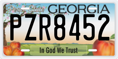 GA license plate PZR8452