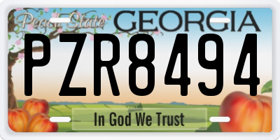 GA license plate PZR8494