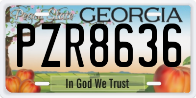 GA license plate PZR8636