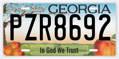 GA license plate PZR8692