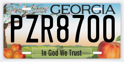 GA license plate PZR8700