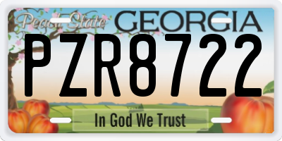 GA license plate PZR8722