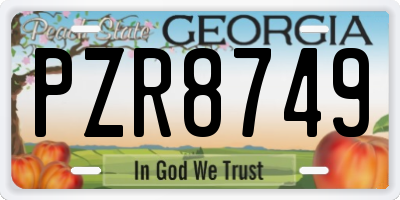 GA license plate PZR8749