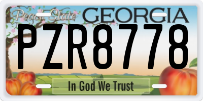 GA license plate PZR8778
