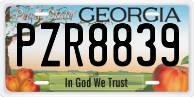 GA license plate PZR8839