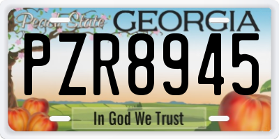 GA license plate PZR8945