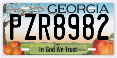 GA license plate PZR8982