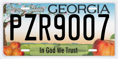 GA license plate PZR9007