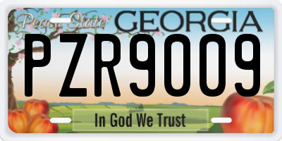 GA license plate PZR9009