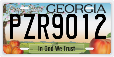 GA license plate PZR9012