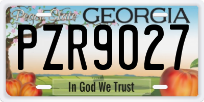 GA license plate PZR9027