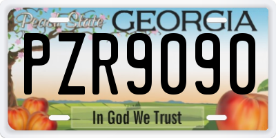 GA license plate PZR9090