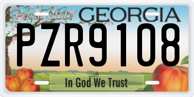 GA license plate PZR9108