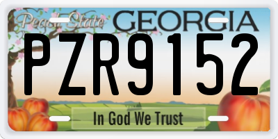 GA license plate PZR9152
