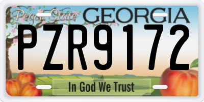 GA license plate PZR9172