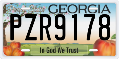 GA license plate PZR9178