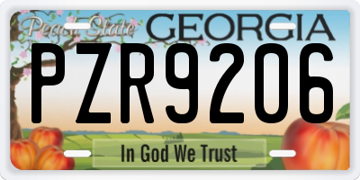 GA license plate PZR9206