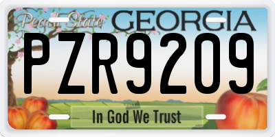 GA license plate PZR9209