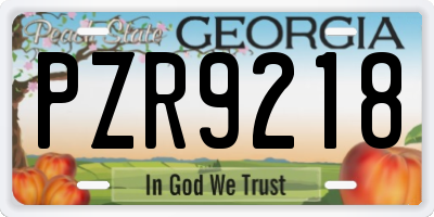 GA license plate PZR9218