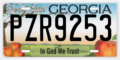 GA license plate PZR9253