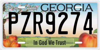 GA license plate PZR9274